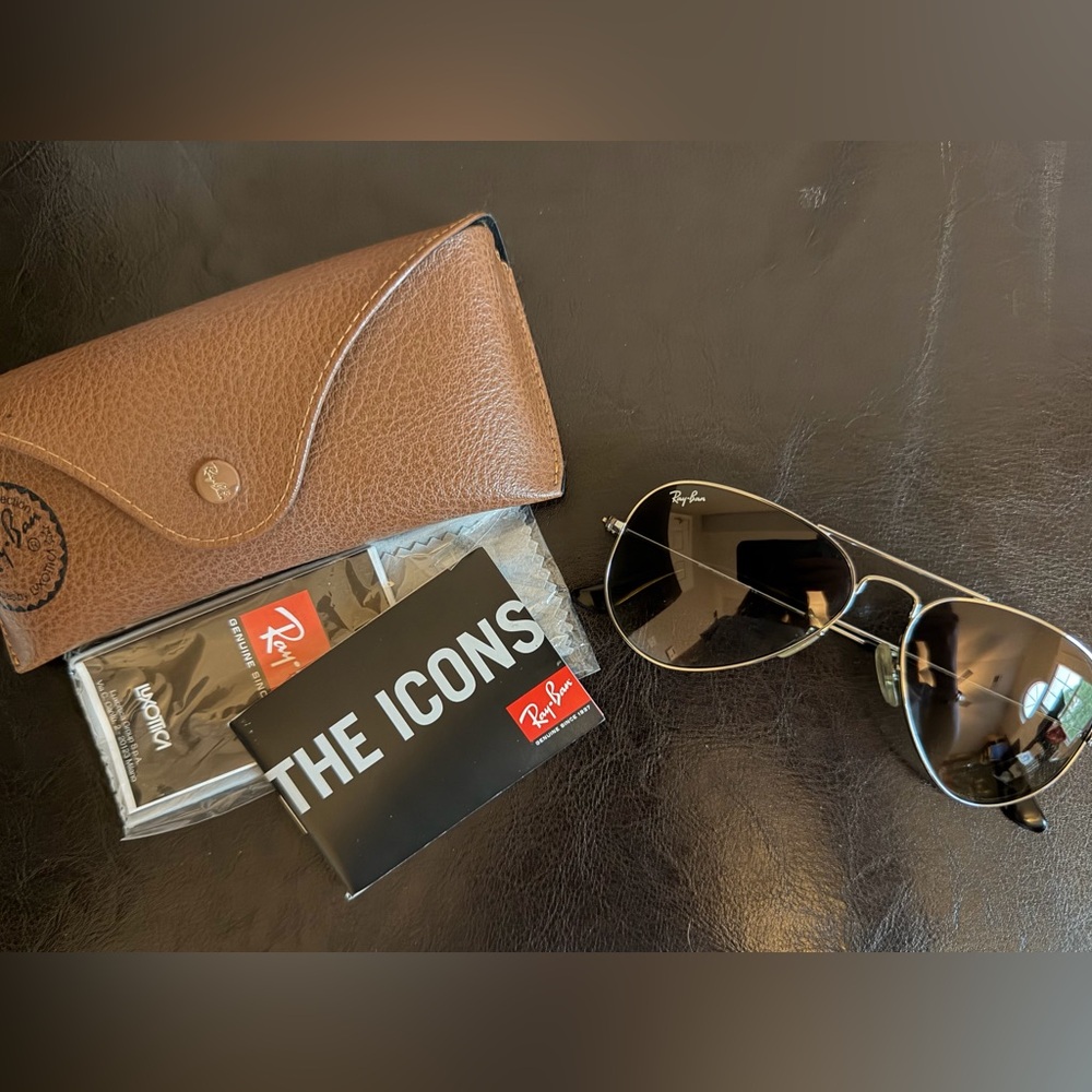Ray-Ban Aviator Sunglasses Brown/Gold with Case